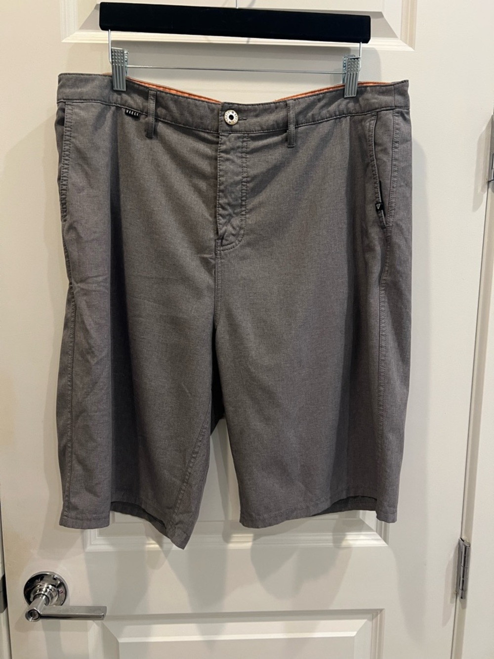 Men's Flat Front Gray Shorts with Button Back Pocket